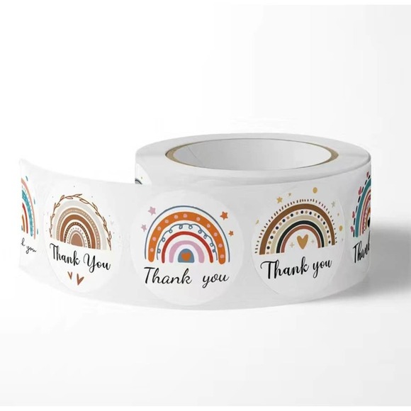 Rainbow Boho Thank You Stickers 500 Piece for Packages - Picture 2 of 3